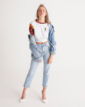 Load image into Gallery viewer, Fall Roses White Women&#39;s Twist-Front Cropped Tee
