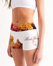 Load image into Gallery viewer, Fall Roses White Women&#39;s Mid-Rise Yoga Shorts
