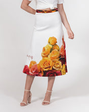 Load image into Gallery viewer, Fall Roses White Women&#39;s A-Line Midi Skirt

