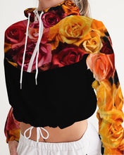 Load image into Gallery viewer, Fall Roses-Black Women&#39;s Cropped Windbreaker
