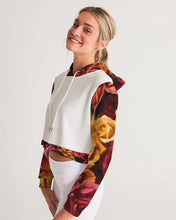 Load image into Gallery viewer, Fall Roses White Women&#39;s Cropped Hoodie

