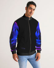 Load image into Gallery viewer, Blue&amp;Purple Rose Men&#39;s Stripe-Sleeve Track Jacket
