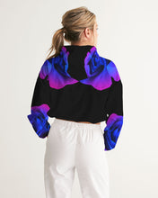 Load image into Gallery viewer, Blue&amp;Purple Rose Women&#39;s Cropped Windbreaker
