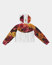 Load image into Gallery viewer, Fall Roses White Women&#39;s Cropped Windbreaker
