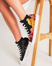 Load image into Gallery viewer, Fall Roses-Black Women&#39;s Hightop Canvas Shoe
