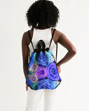 Load image into Gallery viewer, Bloomin&#39; Blues Canvas Drawstring Bag
