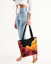 Load image into Gallery viewer, Fall Roses-Black Canvas Zip Tote
