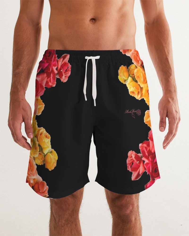 Fall Roses-Black Men's Swim Trunk