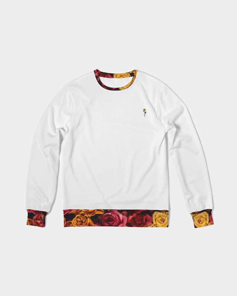 Fall Roses White Men's Classic French Terry Crewneck Pullover
