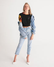 Load image into Gallery viewer, Fall Roses-Black Women&#39;s Twist-Front Cropped Tee
