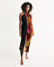 Load image into Gallery viewer, Fall Roses-Black Swim Cover Up
