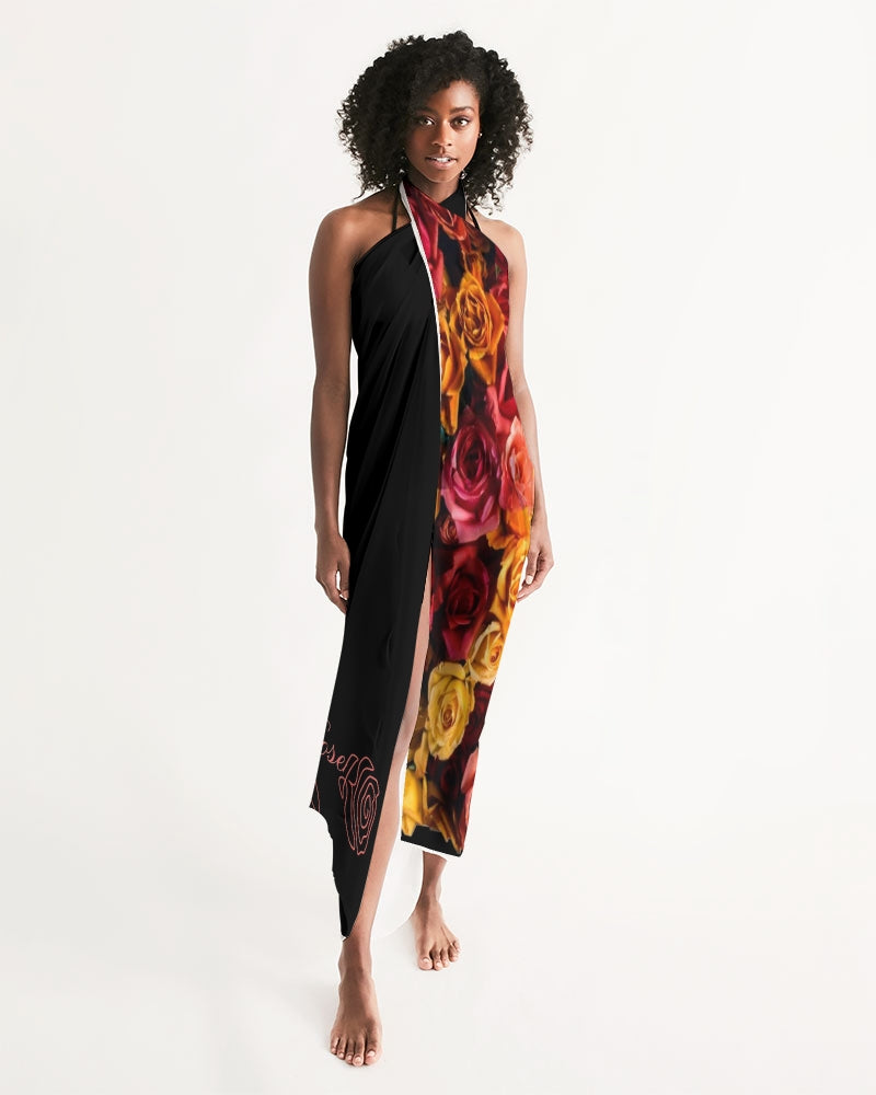 Fall Roses-Black Swim Cover Up