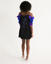 Load image into Gallery viewer, Blue&amp;Purple Rose Women&#39;s Open Shoulder A-Line Dress
