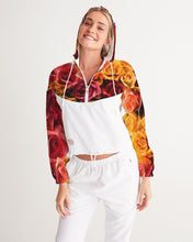 Load image into Gallery viewer, Fall Roses White Women&#39;s Cropped Windbreaker
