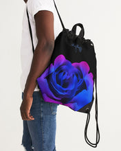 Load image into Gallery viewer, Blue and Purple Rose Canvas Drawstring Bag
