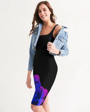 Load image into Gallery viewer, Blue&amp;Purple Rose Women&#39;s Midi Bodycon Dress

