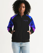 Load image into Gallery viewer, Blue&amp;Purple Rose Women&#39;s Bomber Jacket
