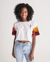 Load image into Gallery viewer, Fall Roses White Women&#39;s Lounge Cropped Tee
