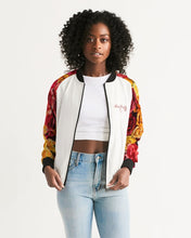 Load image into Gallery viewer, Fall Roses White Women&#39;s Bomber Jacket
