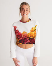 Load image into Gallery viewer, Fall Roses White Women&#39;s Cropped Sweatshirt
