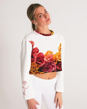Load image into Gallery viewer, Fall Roses White Women&#39;s Cropped Sweatshirt
