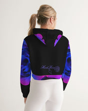 Load image into Gallery viewer, Blue&amp;Purple Rose Women&#39;s Cropped Hoodie
