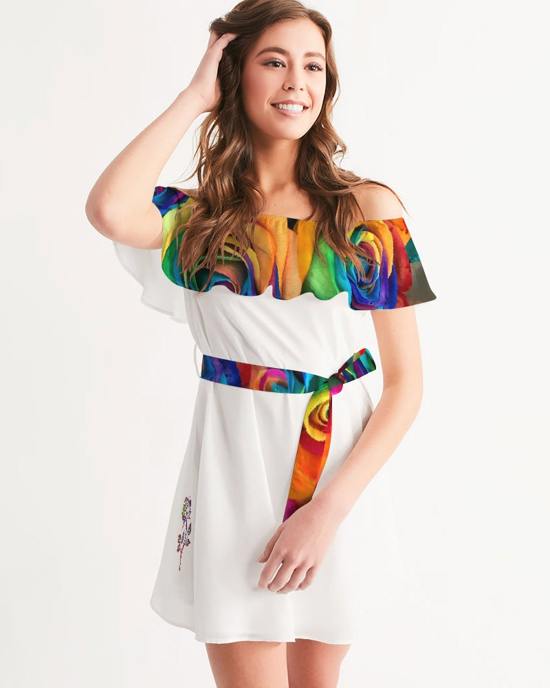Special Edition* Tie Dye Pride 2021 Women's Off-Shoulder Dress