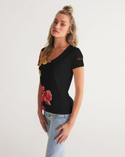 Load image into Gallery viewer, Fall Roses-Black Women&#39;s V-Neck Tee
