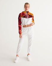 Load image into Gallery viewer, Fall Roses White Women&#39;s Cropped Windbreaker
