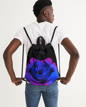 Load image into Gallery viewer, Blue and Purple Rose Canvas Drawstring Bag
