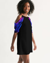 Load image into Gallery viewer, Blue&amp;Purple Rose Women&#39;s Open Shoulder A-Line Dress
