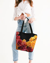 Load image into Gallery viewer, Fall Roses-Black Canvas Zip Tote
