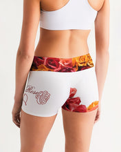 Load image into Gallery viewer, Fall Roses White Women&#39;s Mid-Rise Yoga Shorts
