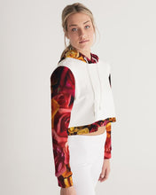 Load image into Gallery viewer, Fall Roses White Women&#39;s Cropped Hoodie
