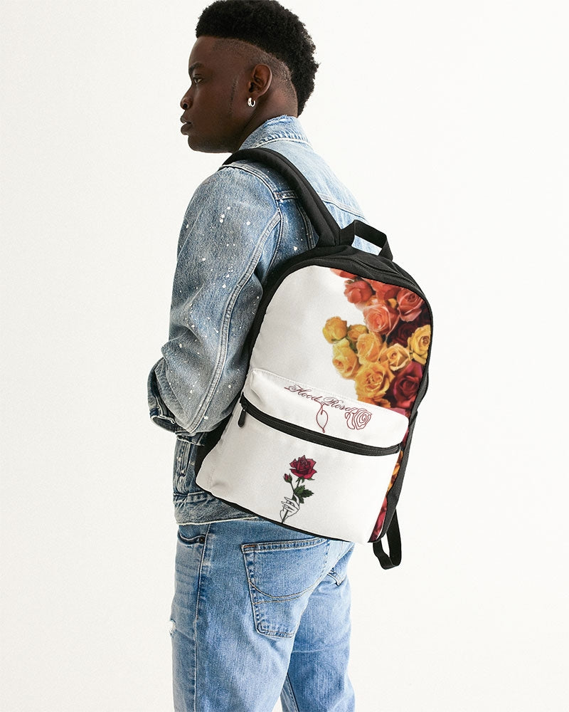 Fall Roses White Small Canvas Backpack