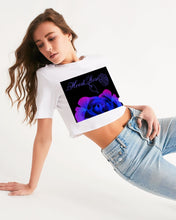 Load image into Gallery viewer, Blue&amp;Purple Rose Women&#39;s Cropped Tee
