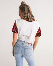 Load image into Gallery viewer, Fall Roses White Women&#39;s Twist-Front Cropped Tee
