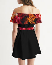 Load image into Gallery viewer, Fall Roses-Black Women&#39;s Off-Shoulder Dress
