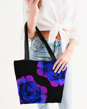 Load image into Gallery viewer, Blue&amp;Purple Rose Canvas Zip Tote
