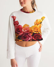 Load image into Gallery viewer, Fall Roses White Women&#39;s Cropped Sweatshirt
