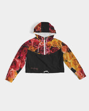 Load image into Gallery viewer, Fall Roses-Black Women&#39;s Cropped Windbreaker
