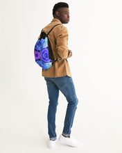 Load image into Gallery viewer, Bloomin&#39; Blues Canvas Drawstring Bag
