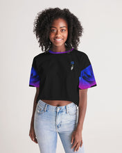 Load image into Gallery viewer, Blue&amp;Purple Rose Women&#39;s Lounge Cropped Tee
