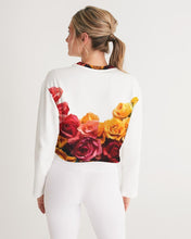 Load image into Gallery viewer, Fall Roses White Women&#39;s Cropped Sweatshirt
