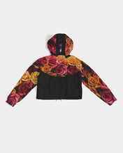 Load image into Gallery viewer, Fall Roses-Black Women&#39;s Cropped Windbreaker
