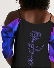 Load image into Gallery viewer, Blue&amp;Purple Rose Women&#39;s Open Shoulder A-Line Dress
