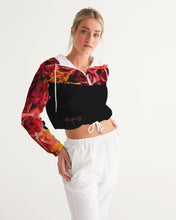Load image into Gallery viewer, Fall Roses-Black Women&#39;s Cropped Windbreaker
