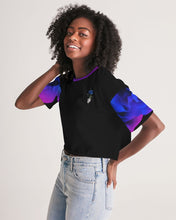 Load image into Gallery viewer, Blue&amp;Purple Rose Women&#39;s Lounge Cropped Tee
