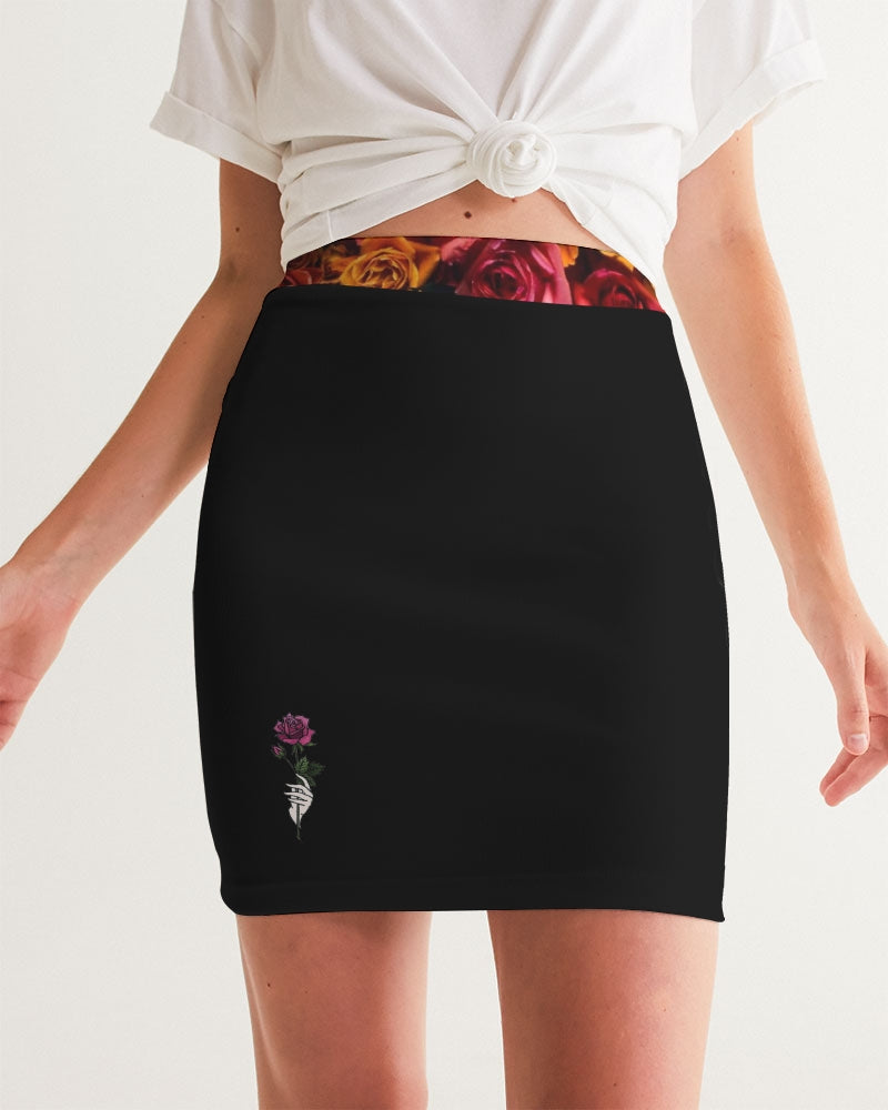Fall Roses-Black Women's Mini Skirt