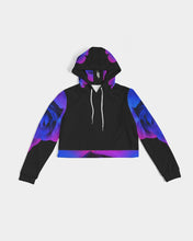 Load image into Gallery viewer, Blue&amp;Purple Rose Women&#39;s Cropped Hoodie
